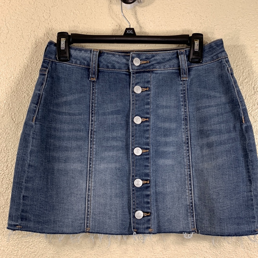Pacsun Denim Skirt Blue Front metal Buttons Blue Size 26